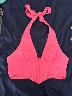 Princess Polly Hot Pink Halter Crop Top